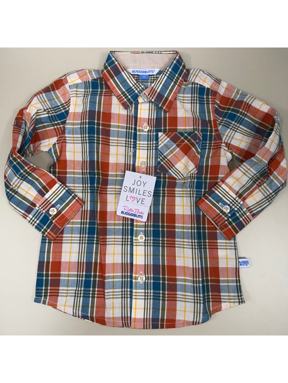 RuggedButts Miller Plaid Button Down Shirt Boys 2T NWT